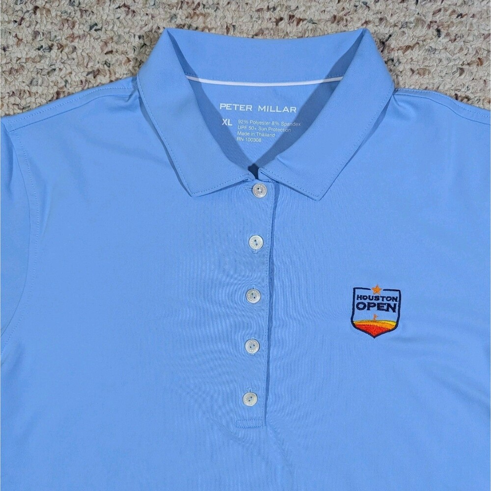Peter Millar Houston Open Golf Polo Shirt UPF 50+ Womens XL Blue Short Sleeve - Picture 3 of 6